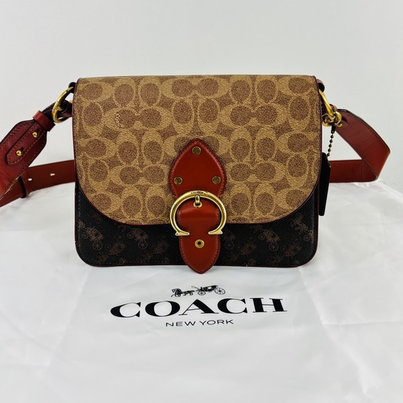 Coach Handbags - Coach Beat Shoulder Bag Signature Canvas Horse and Carriage Print Brown Ginger